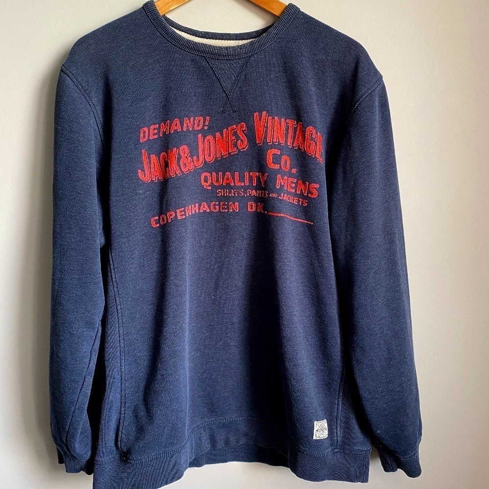 Jack & Jones Vintage Cloth Co. Men's‎ Long Sleeve Heavy Sweatshirt Charcoal Gray
